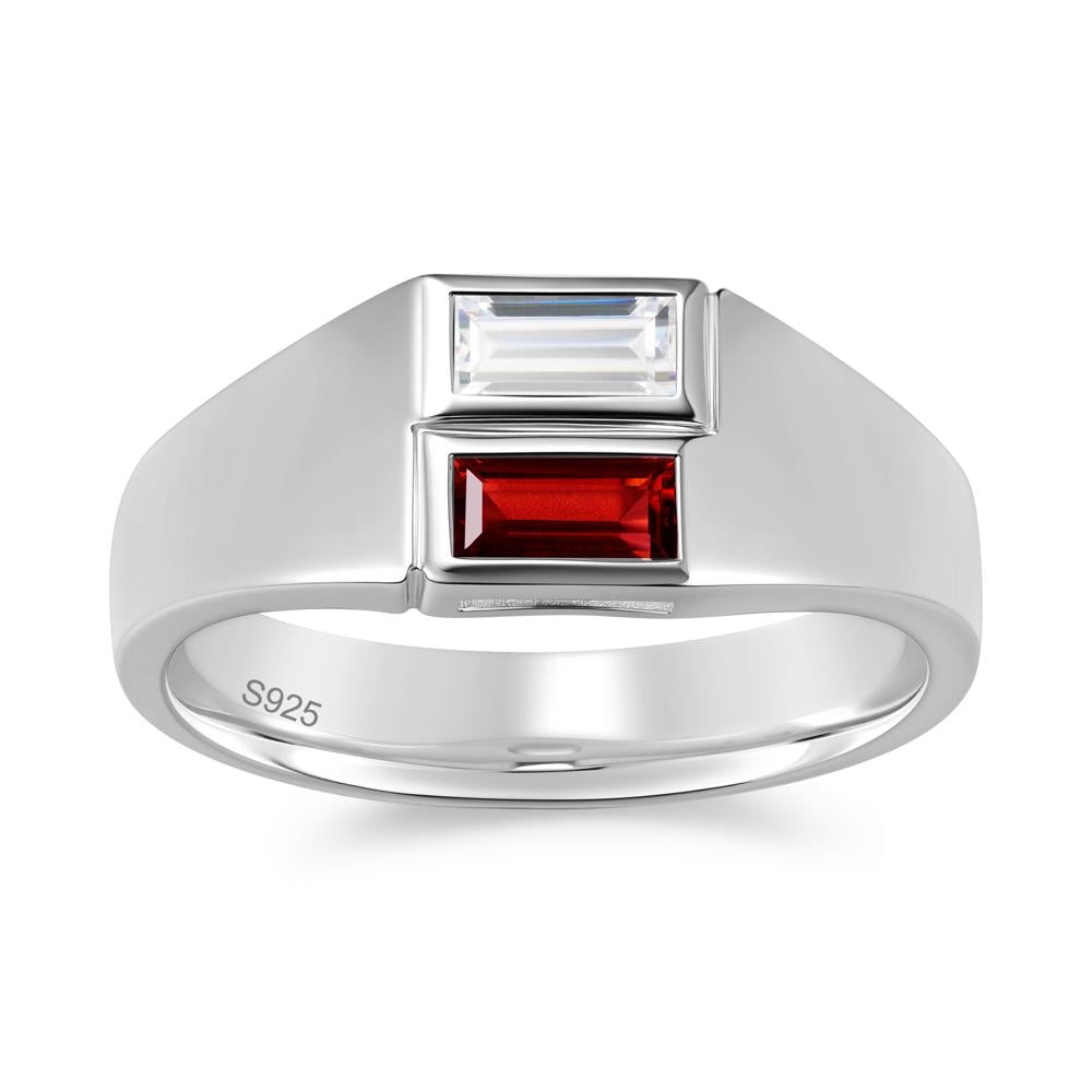 Toi Et Moi Sapphire and White Topaz Wide Band Ring for Mens - LUO Jewelry #gemstone_Cubic Zirconia and Garnet