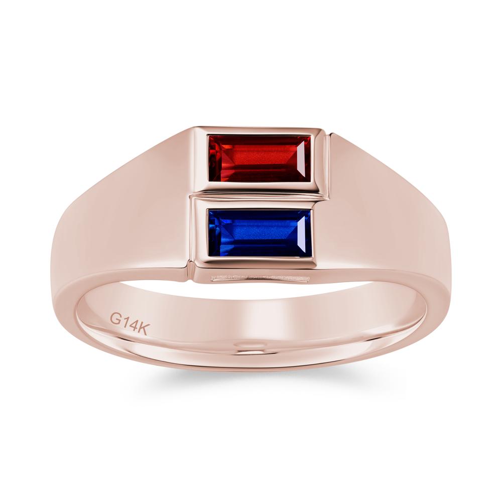 Toi Et Moi Sapphire and White Topaz Wide Band Ring for Mens - LUO Jewelry #gemstone_Garnet and Sapphire