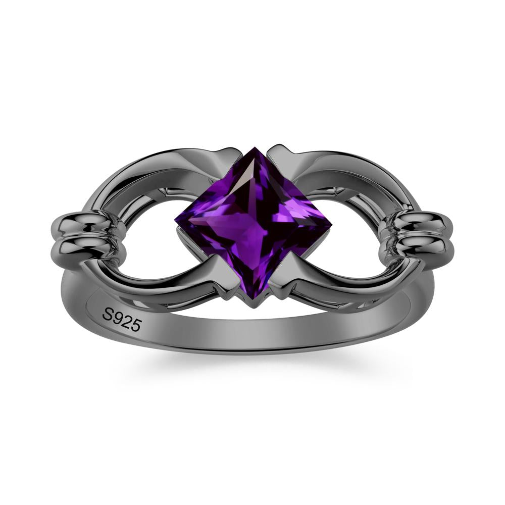 Solitaire Garnet Horseshoe Split Ring - LUO Jewelry #gemstone_Amethyst