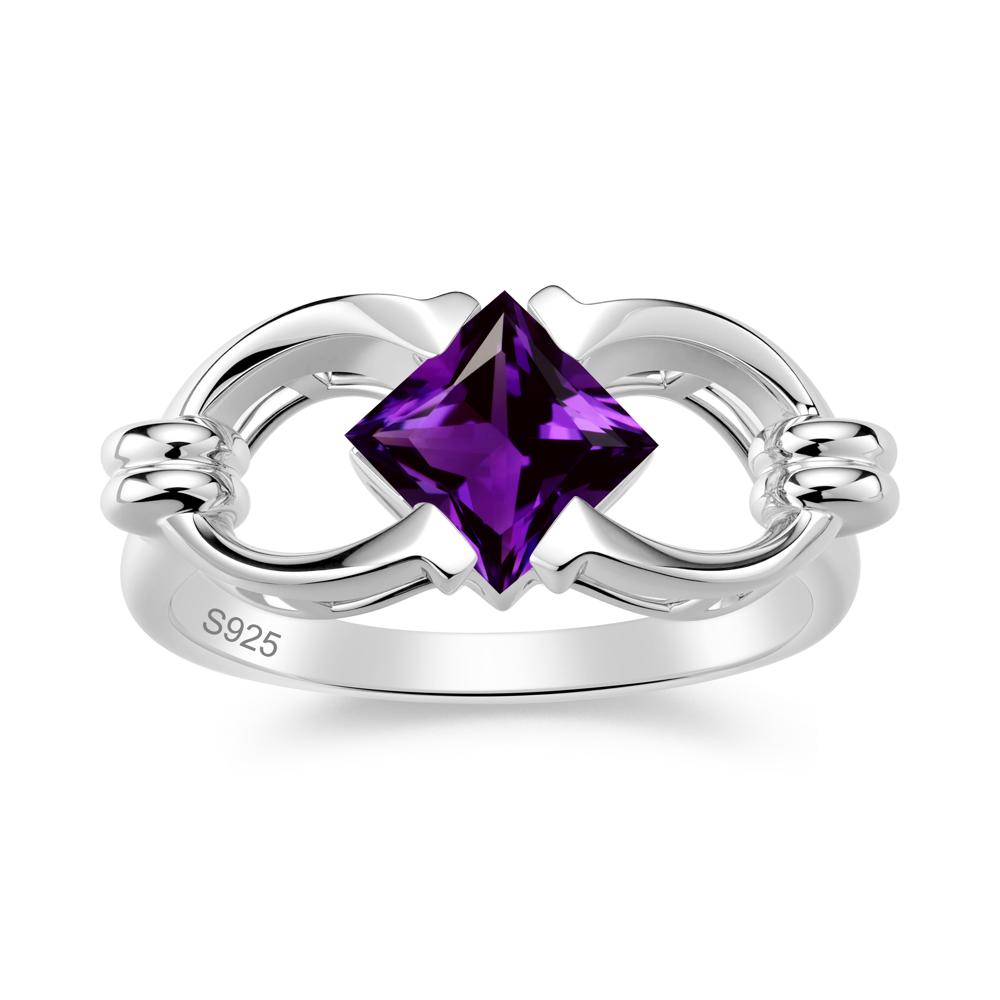Solitaire Garnet Horseshoe Split Ring - LUO Jewelry #gemstone_Amethyst