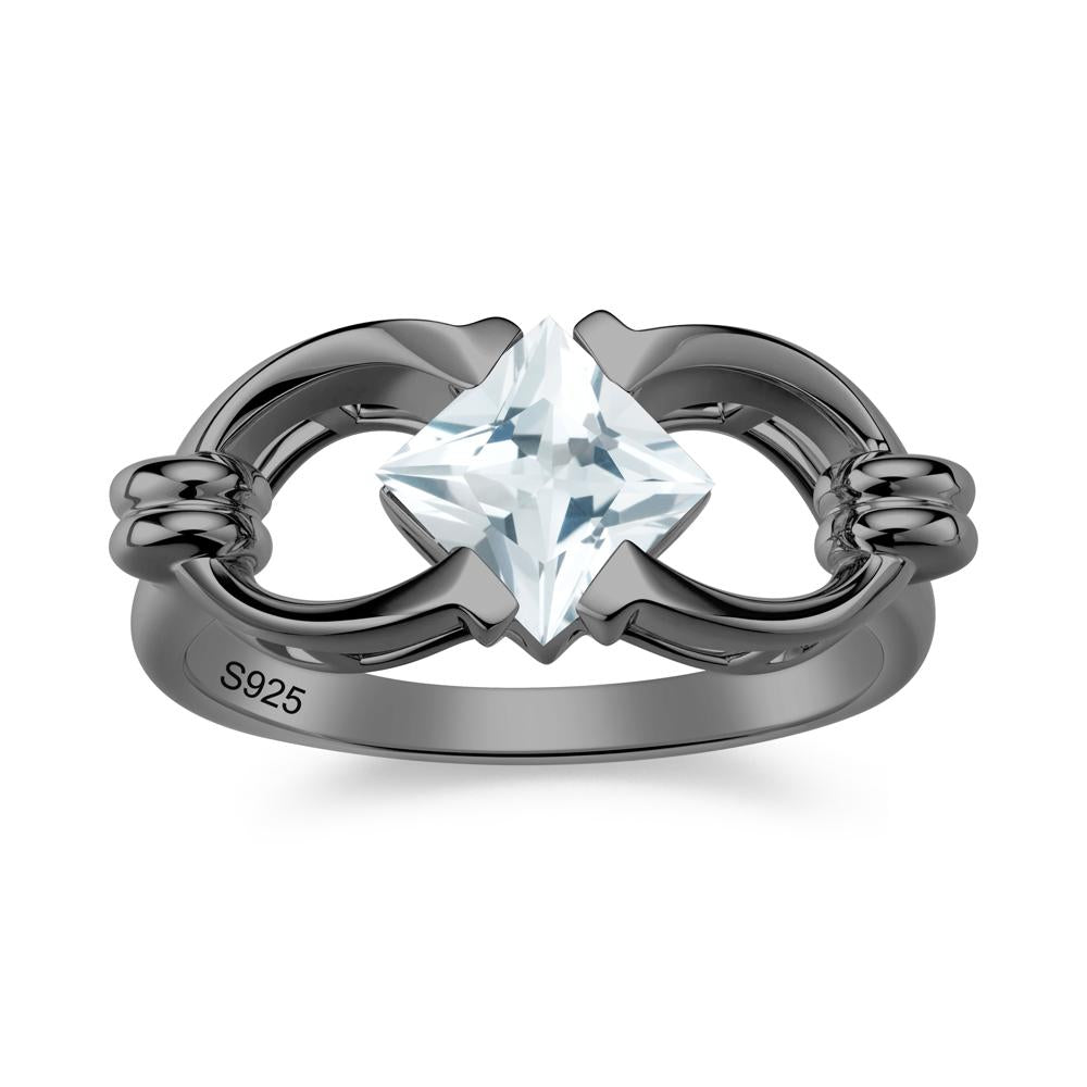 Solitaire Garnet Horseshoe Split Ring - LUO Jewelry #gemstone_Aquamarine