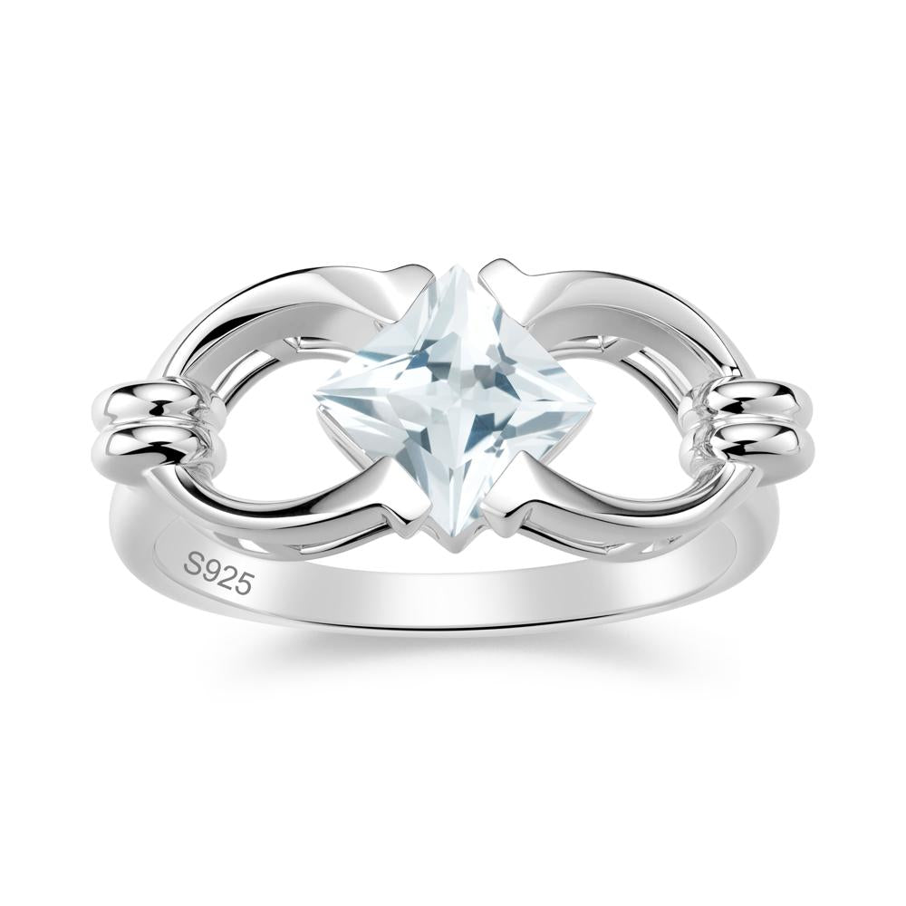 Solitaire Garnet Horseshoe Split Ring - LUO Jewelry #gemstone_Aquamarine