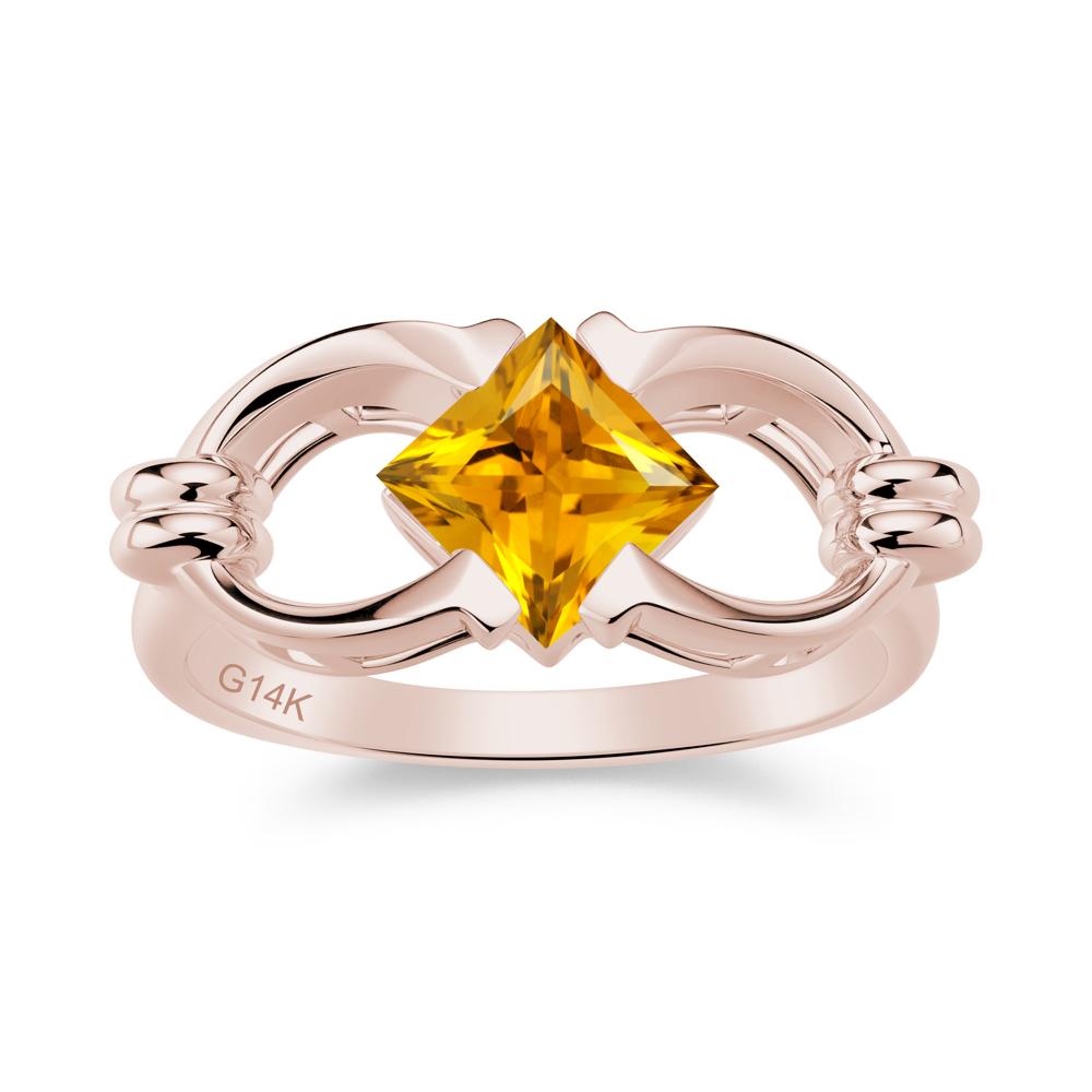 Solitaire Garnet Horseshoe Split Ring - LUO Jewelry #gemstone_Citrine