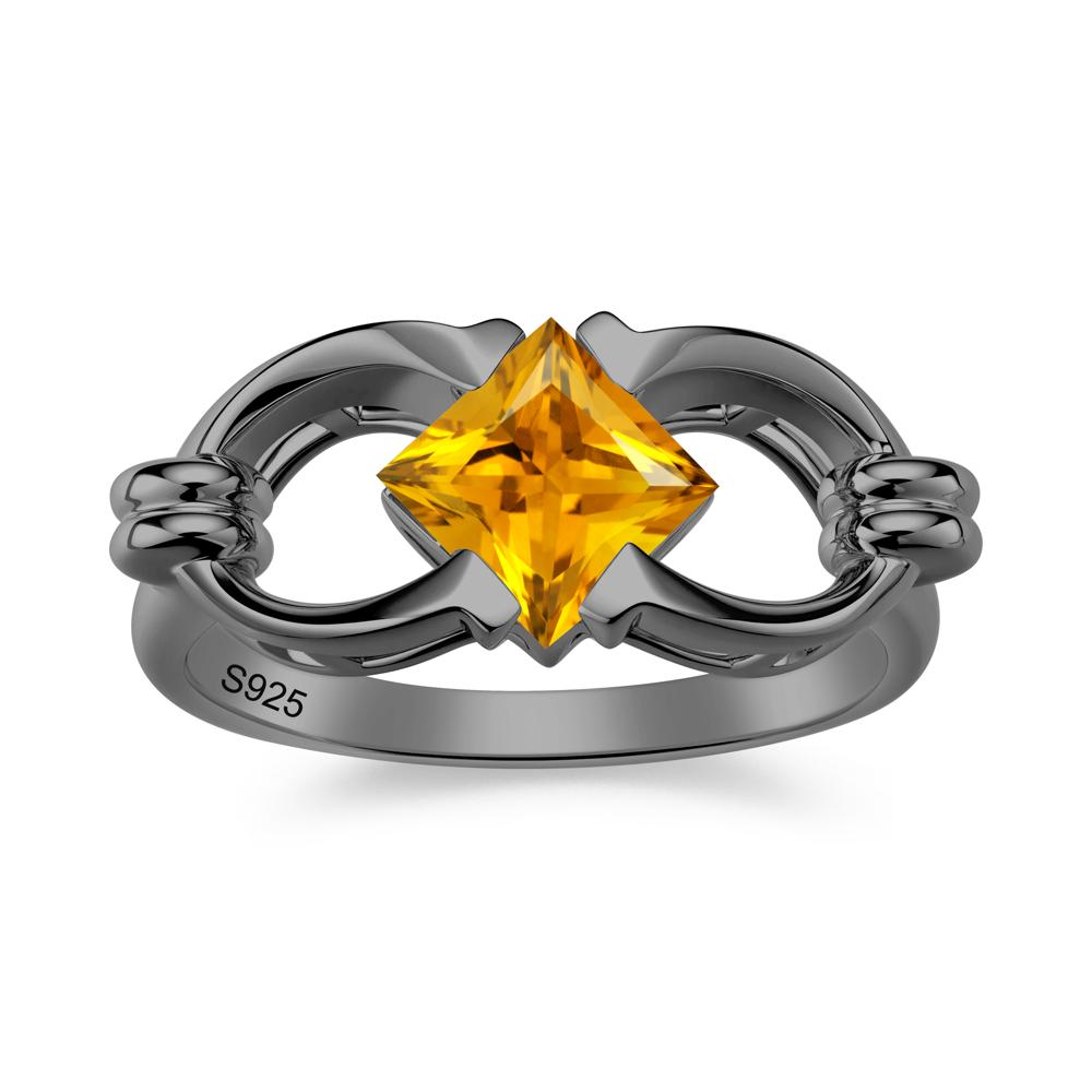 Solitaire Garnet Horseshoe Split Ring - LUO Jewelry #gemstone_Citrine