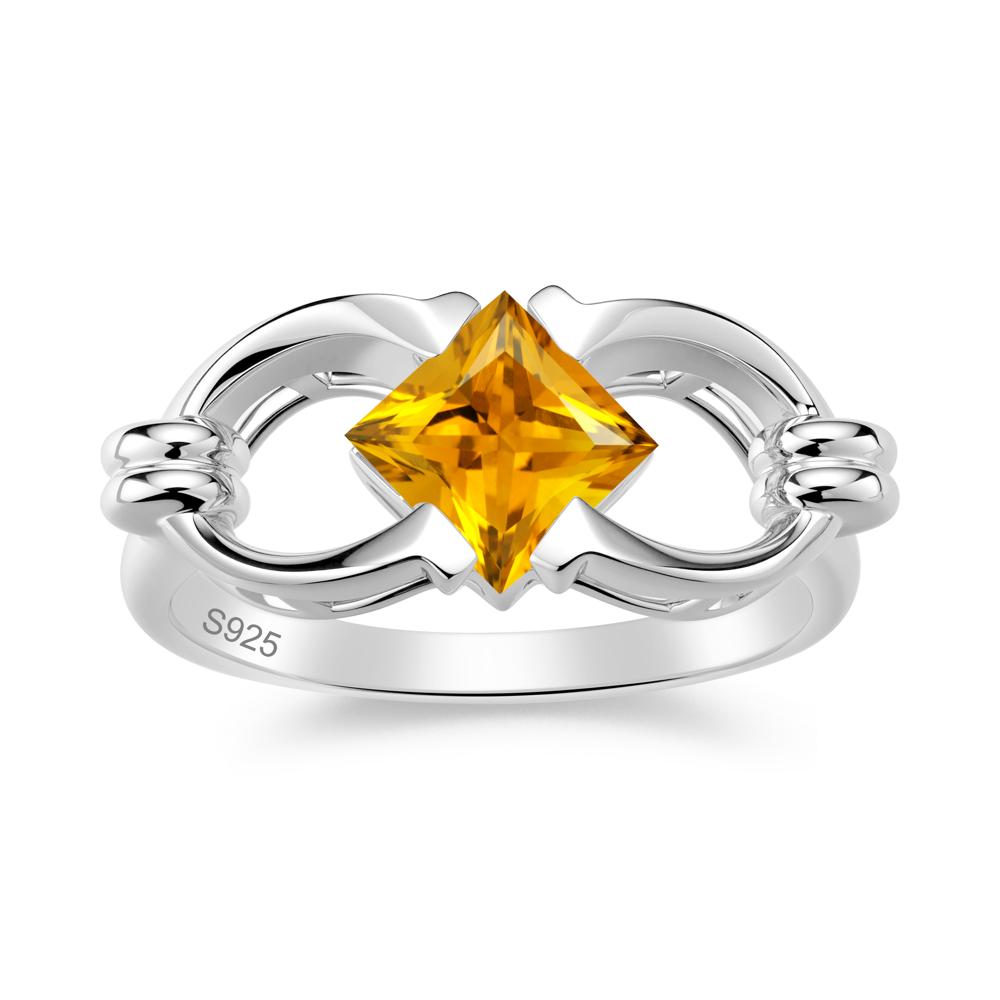 Solitaire Garnet Horseshoe Split Ring - LUO Jewelry #gemstone_Citrine