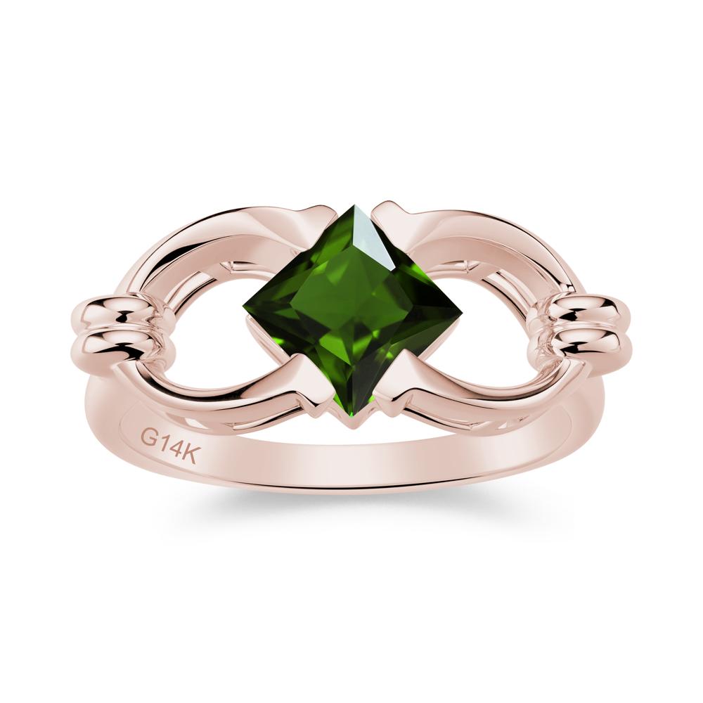 Solitaire Garnet Horseshoe Split Ring - LUO Jewelry #gemstone_Diopside