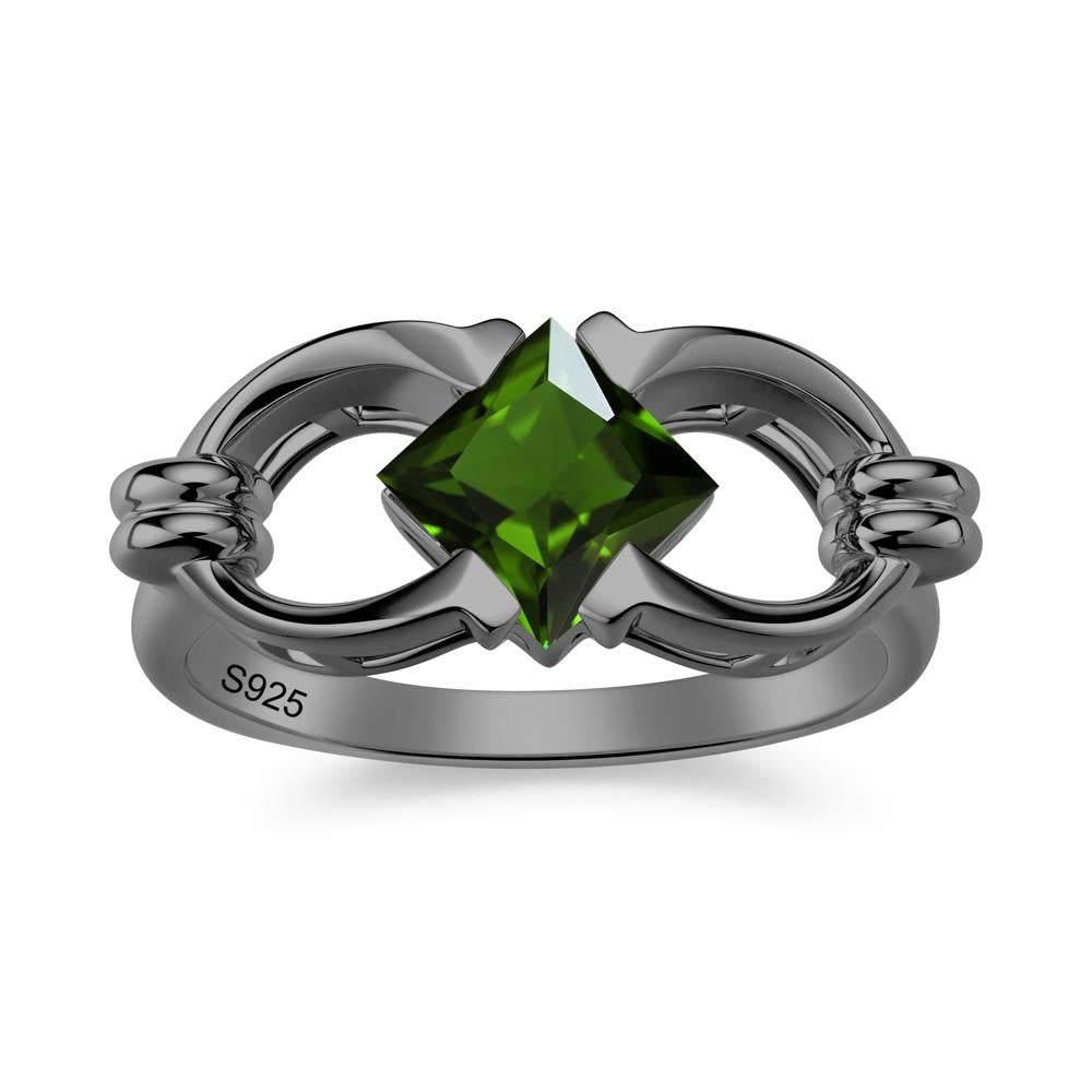 Solitaire Garnet Horseshoe Split Ring - LUO Jewelry #gemstone_Diopside