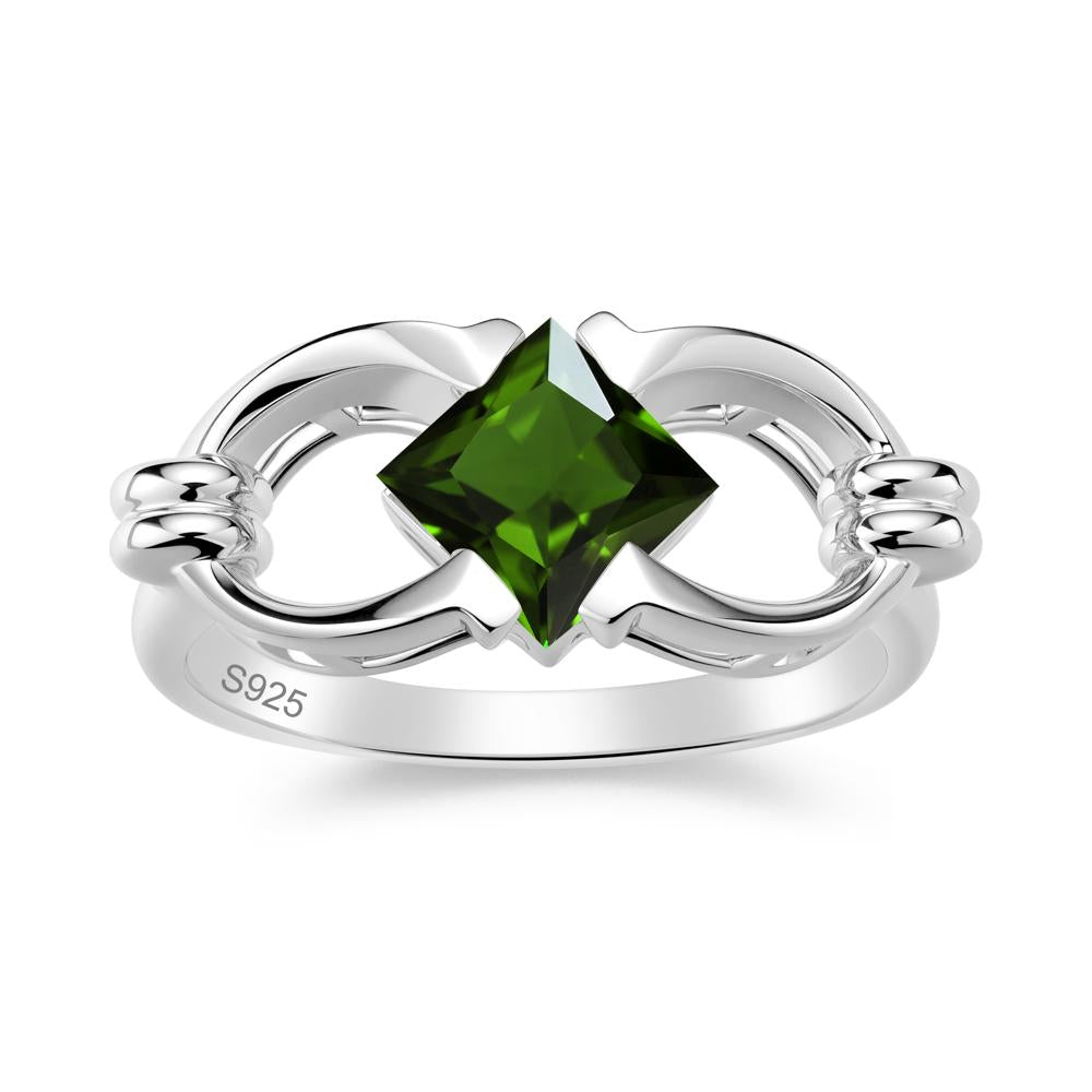 Solitaire Garnet Horseshoe Split Ring - LUO Jewelry #gemstone_Diopside