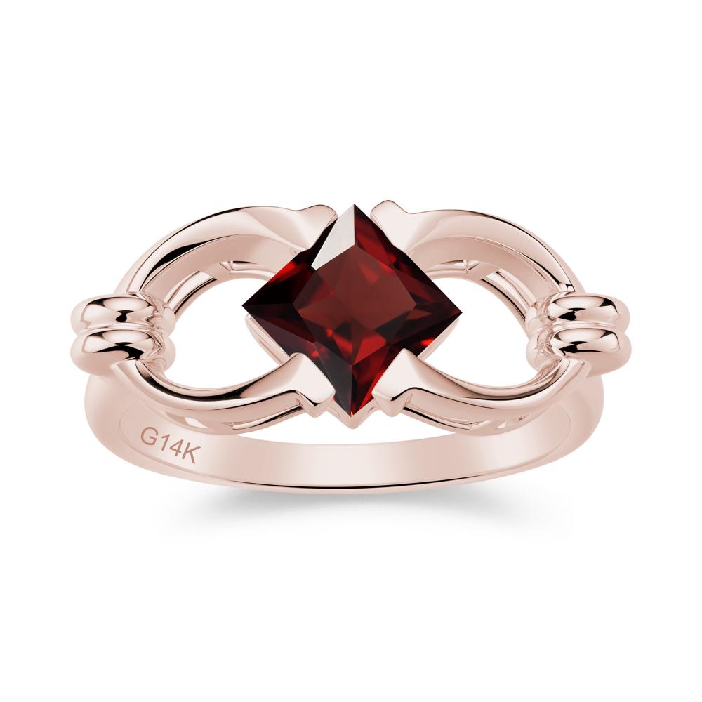 Solitaire Garnet Horseshoe Split Ring - LUO Jewelry #gemstone_Garnet