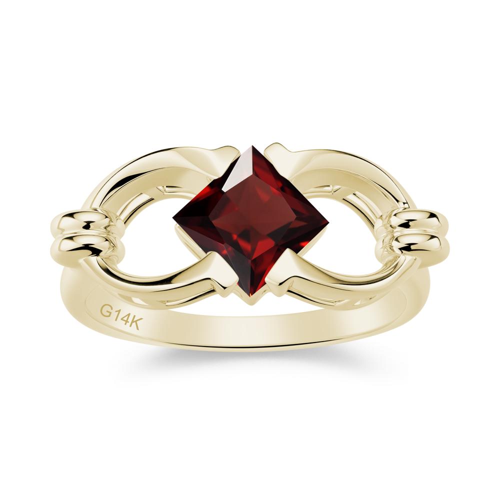 Solitaire Garnet Horseshoe Split Ring - LUO Jewelry #gemstone_Garnet