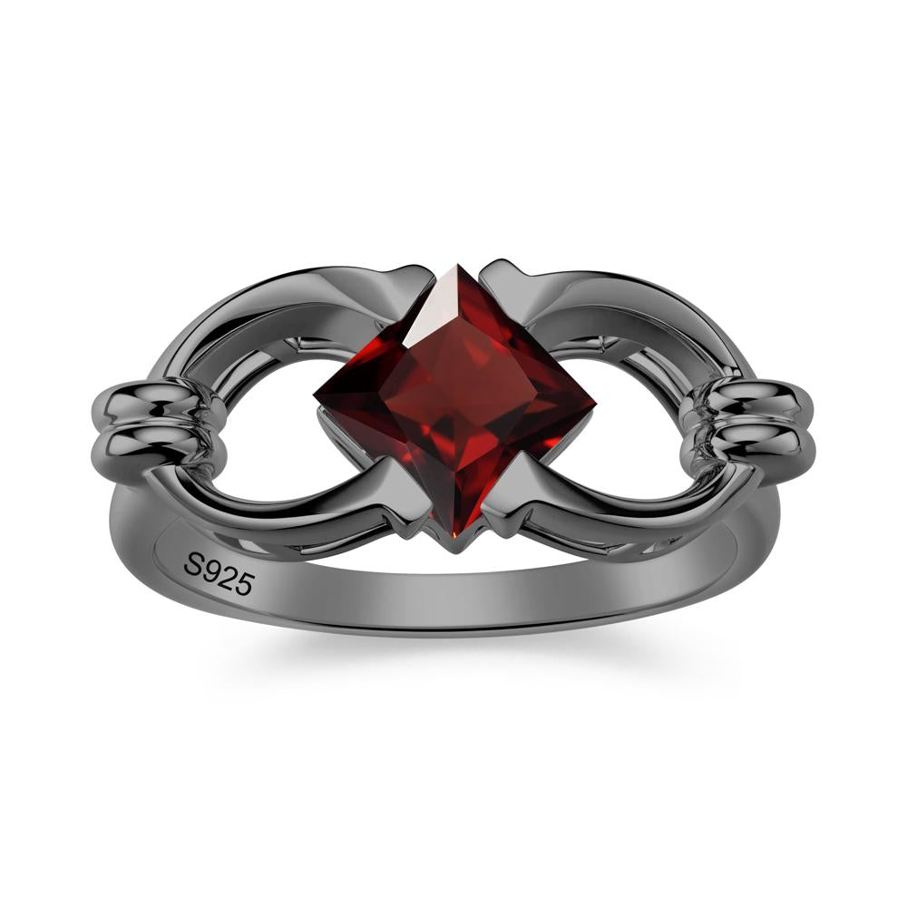 Solitaire Garnet Horseshoe Split Ring - LUO Jewelry #gemstone_Garnet