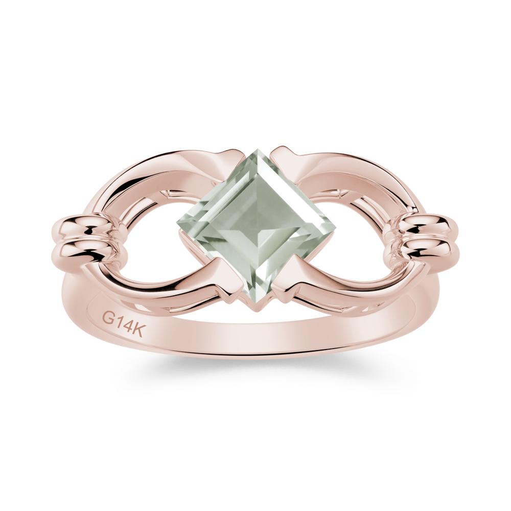 Solitaire Garnet Horseshoe Split Ring - LUO Jewelry #gemstone_Green Amethyst