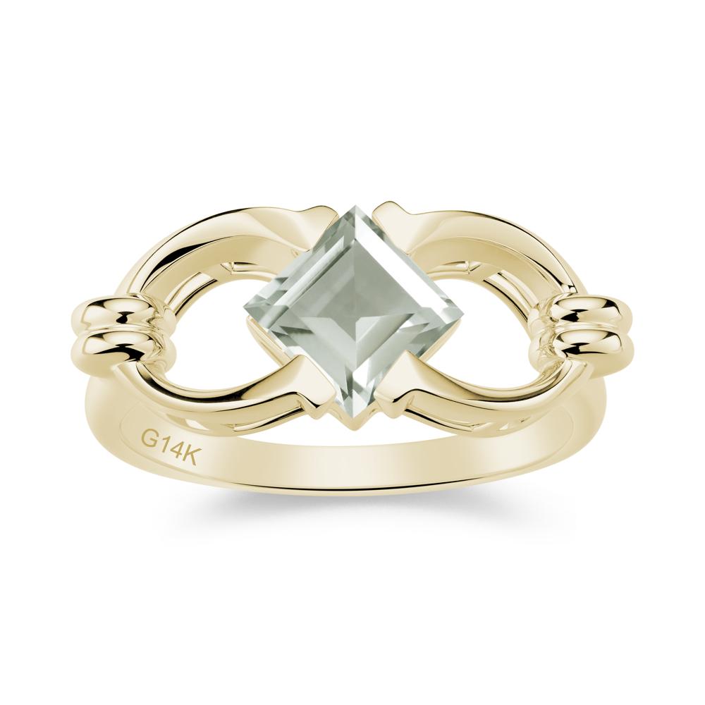 Solitaire Garnet Horseshoe Split Ring - LUO Jewelry #gemstone_Green Amethyst