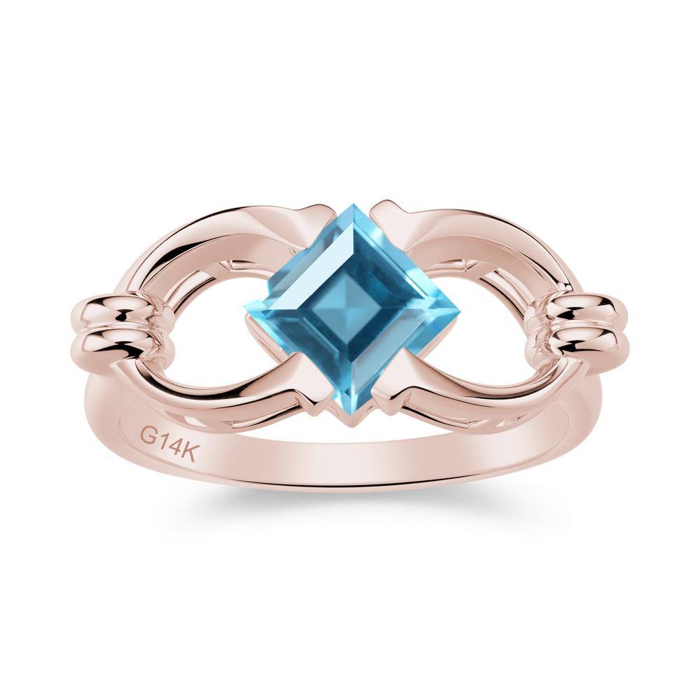 Solitaire Garnet Horseshoe Split Ring - LUO Jewelry #gemstone_Swiss Blue Topaz