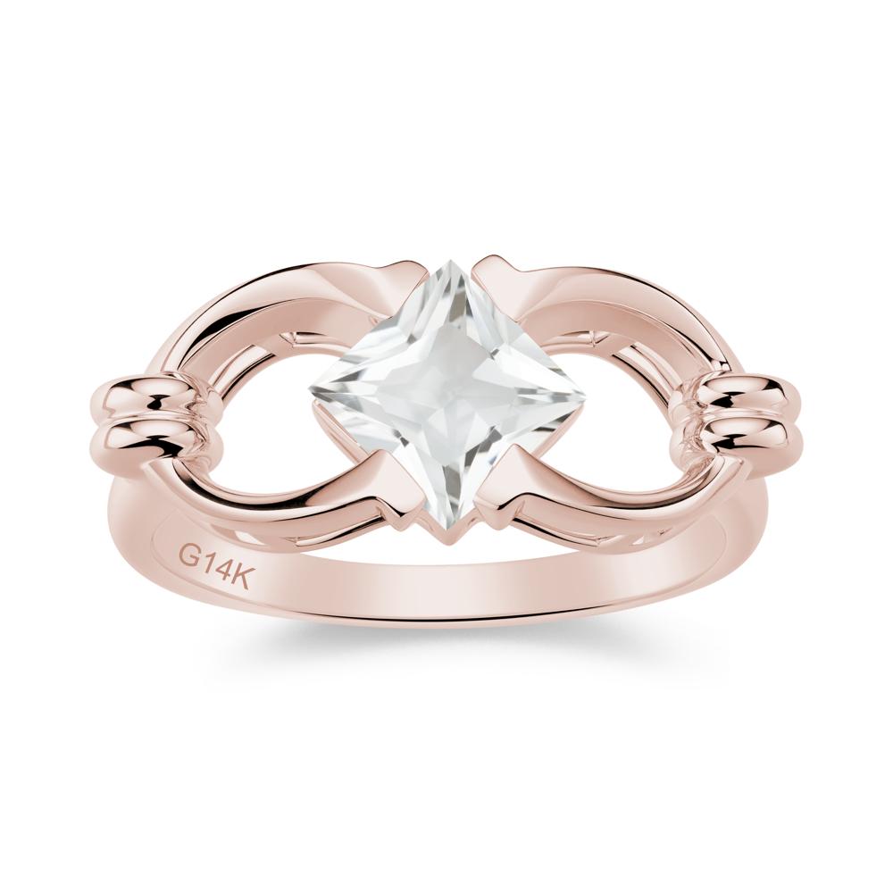 Solitaire Garnet Horseshoe Split Ring - LUO Jewelry #gemstone_White Topaz