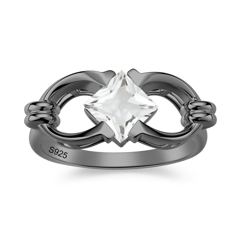 Solitaire Garnet Horseshoe Split Ring - LUO Jewelry #gemstone_White Topaz