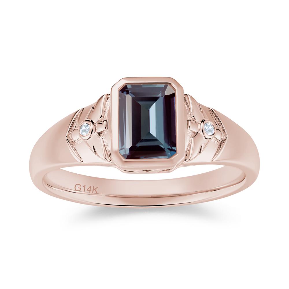 Bird Engraved Bezel Set Smoky Quartz Mens Ring - LUO Jewelry #gemstone_Alexandrite