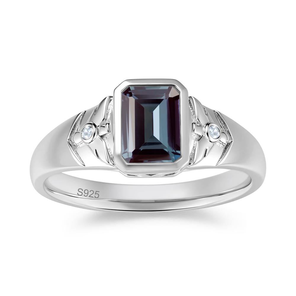 Bird Engraved Bezel Set Smoky Quartz Mens Ring - LUO Jewelry #gemstone_Alexandrite