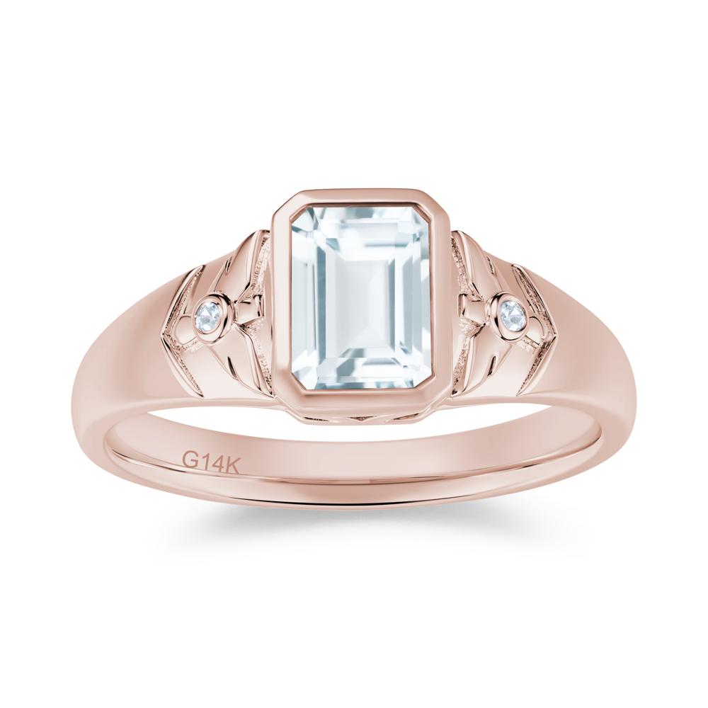 Bird Engraved Bezel Set Smoky Quartz Mens Ring - LUO Jewelry #gemstone_Aquamarine