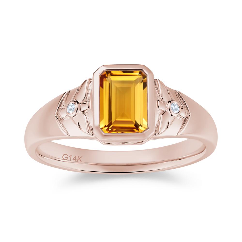 Bird Engraved Bezel Set Smoky Quartz Mens Ring - LUO Jewelry #gemstone_Citrine