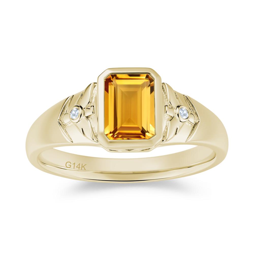 Bird Engraved Bezel Set Smoky Quartz Mens Ring - LUO Jewelry #gemstone_Citrine
