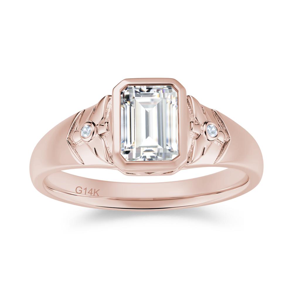 Bird Engraved Bezel Set Smoky Quartz Mens Ring - LUO Jewelry #gemstone_Cubic Zirconia