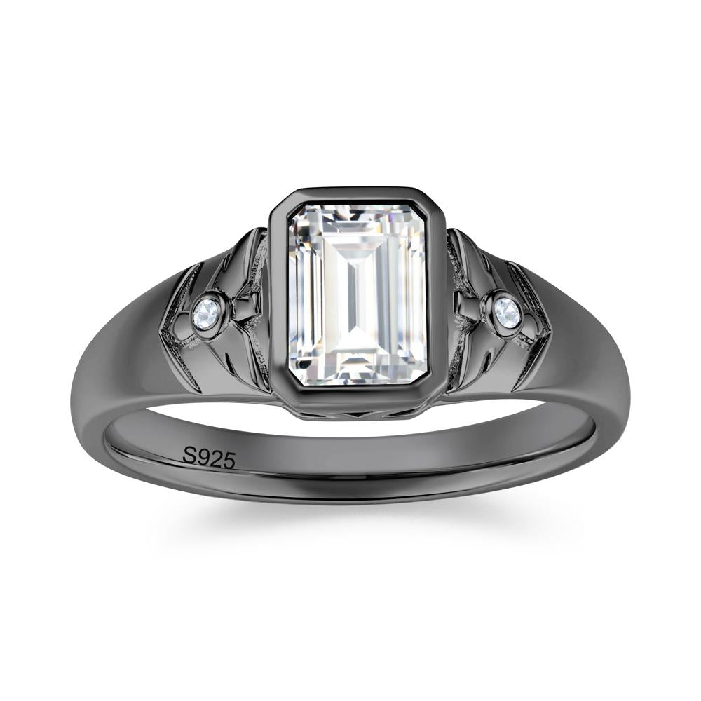 Bird Engraved Bezel Set Smoky Quartz Mens Ring - LUO Jewelry #gemstone_Cubic Zirconia