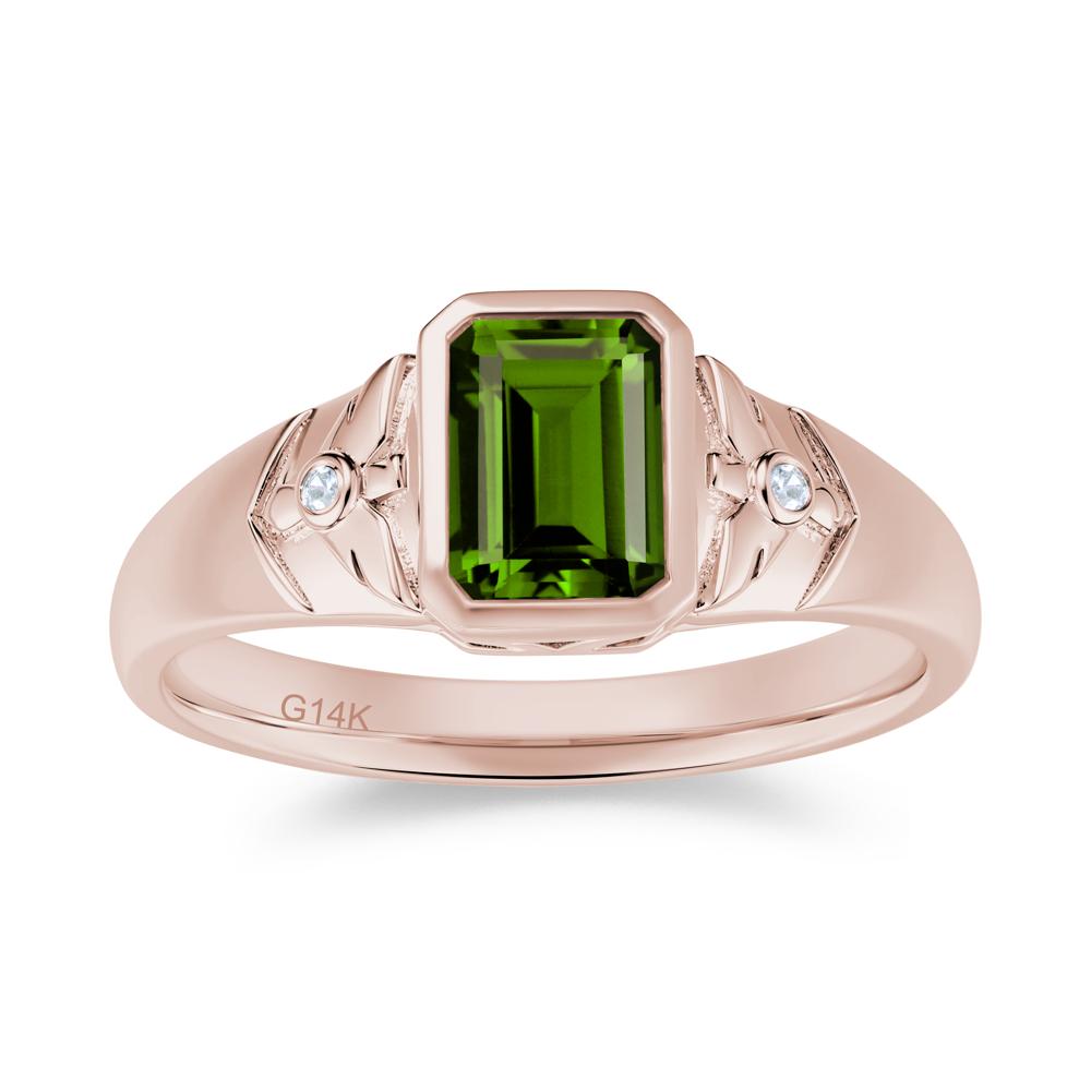 Bird Engraved Bezel Set Smoky Quartz Mens Ring - LUO Jewelry #gemstone_Diopside