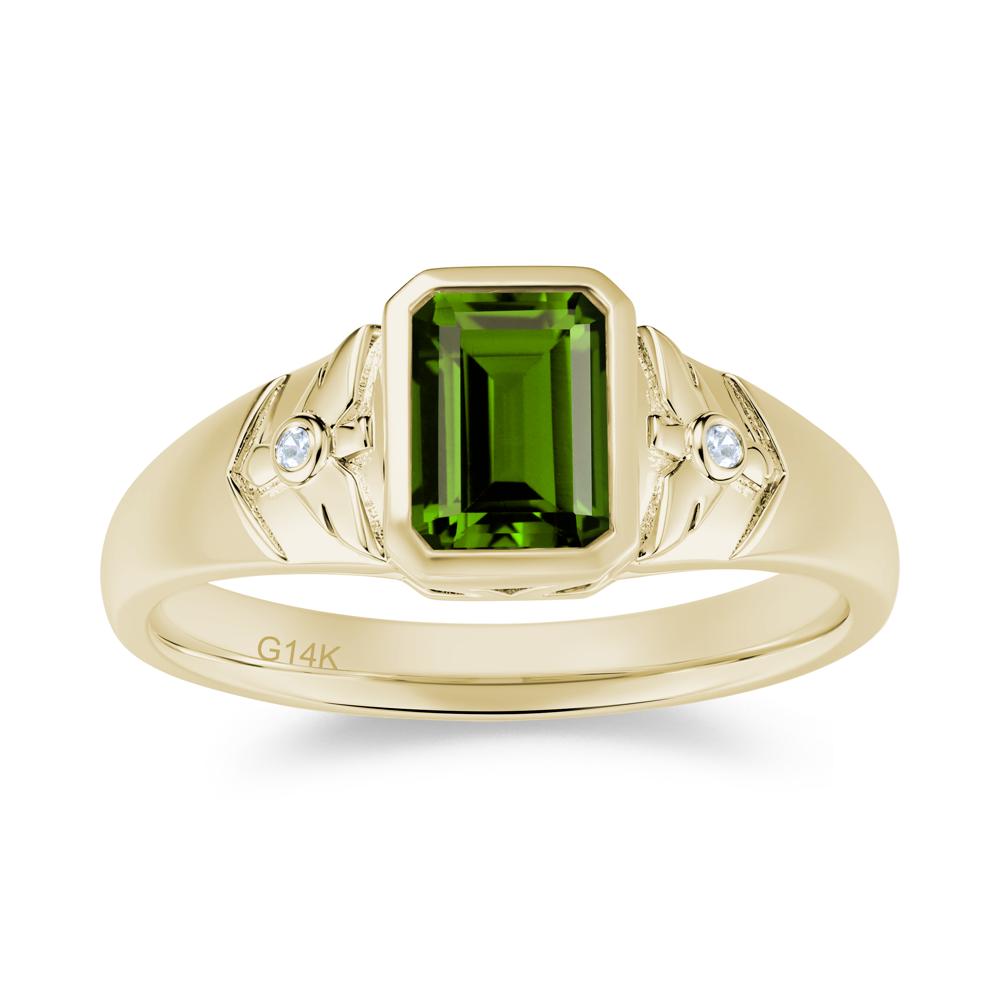 Bird Engraved Bezel Set Smoky Quartz Mens Ring - LUO Jewelry #gemstone_Diopside