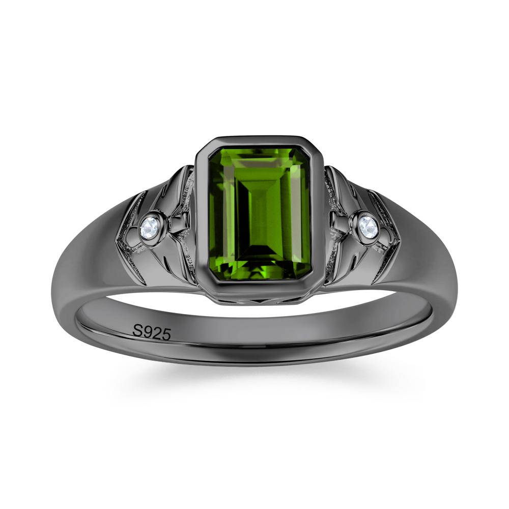 Bird Engraved Bezel Set Smoky Quartz Mens Ring - LUO Jewelry #gemstone_Diopside