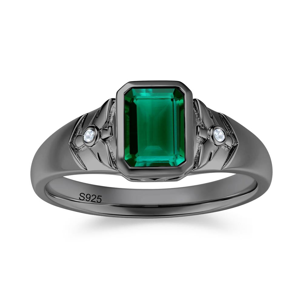 Bird Engraved Bezel Set Smoky Quartz Mens Ring - LUO Jewelry #gemstone_Emerald