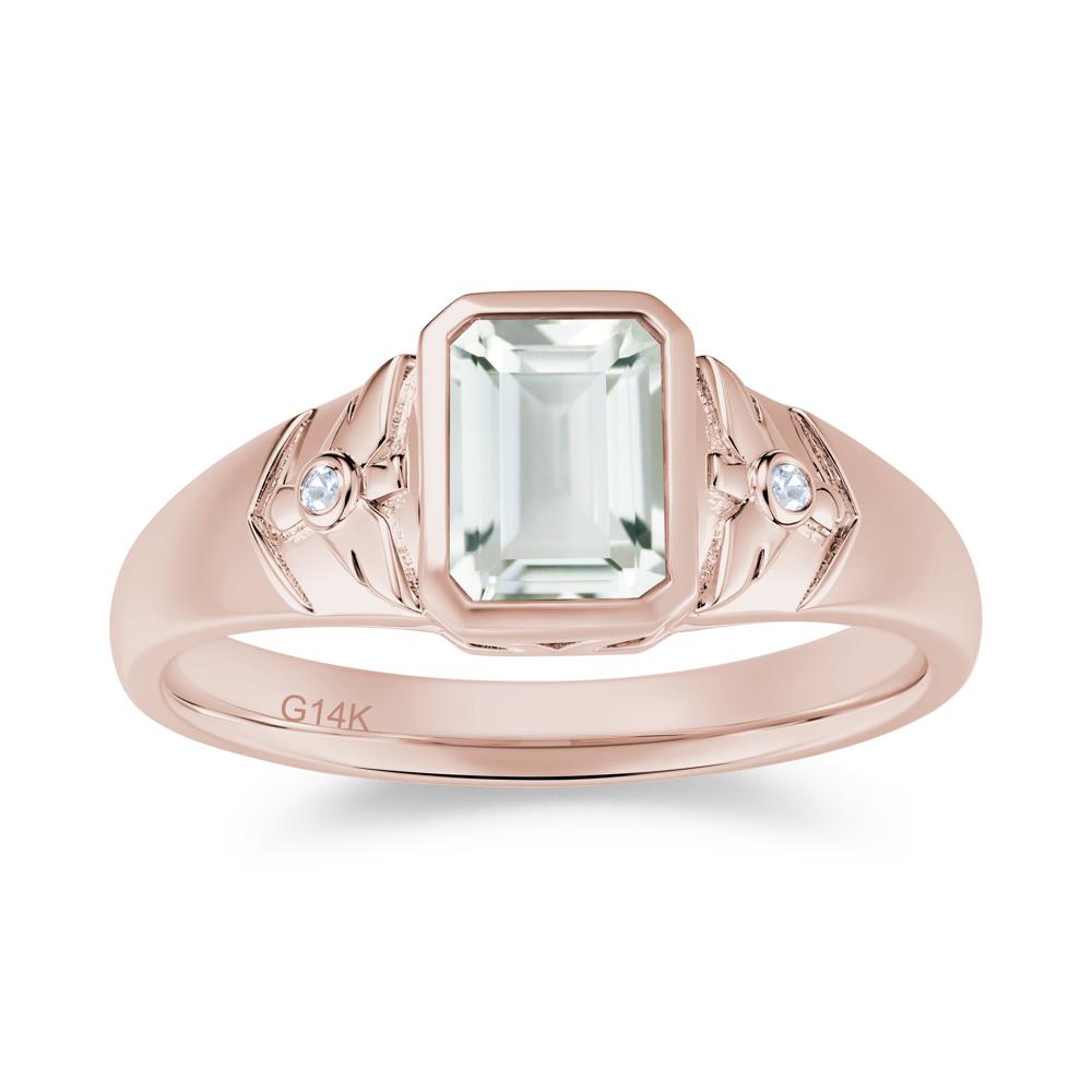 Bird Engraved Bezel Set Smoky Quartz Mens Ring - LUO Jewelry #gemstone_Green Amethyst