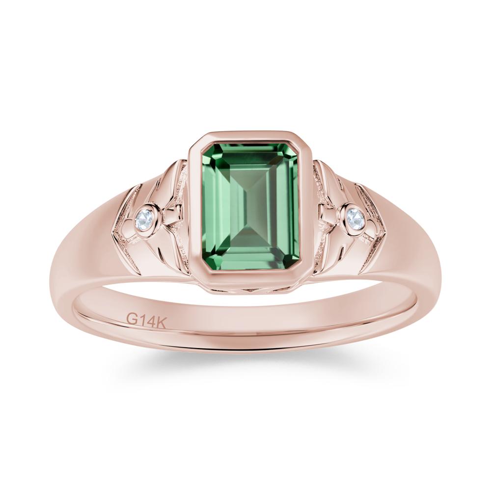 Bird Engraved Bezel Set Smoky Quartz Mens Ring - LUO Jewelry #gemstone_Green Sapphire