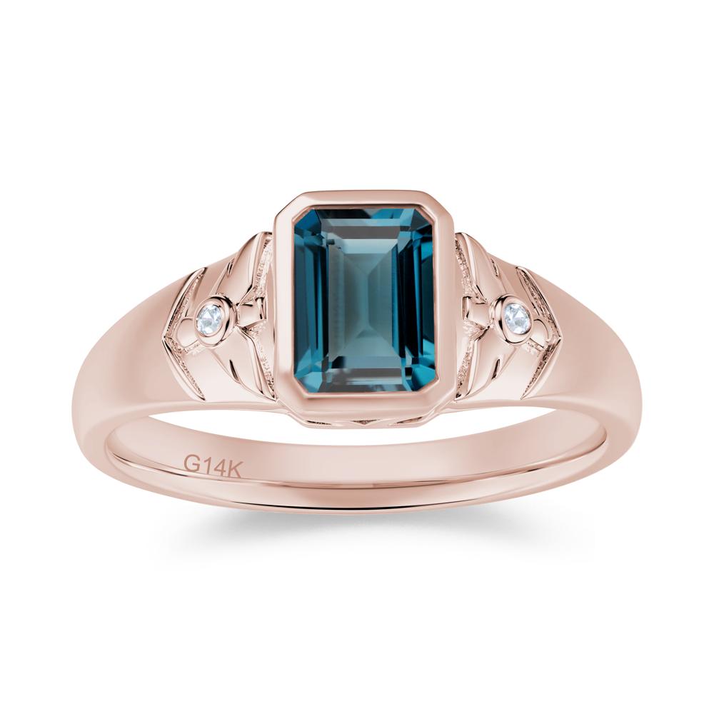 Bird Engraved Bezel Set Smoky Quartz Mens Ring - LUO Jewelry #gemstone_London Blue Topaz