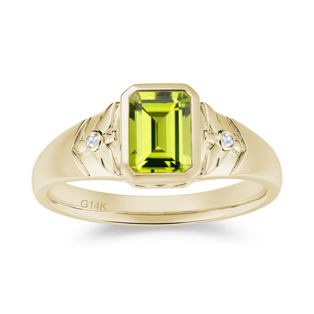 Bird Engraved Bezel Set Smoky Quartz Mens Ring - LUO Jewelry #gemstone_Peridot