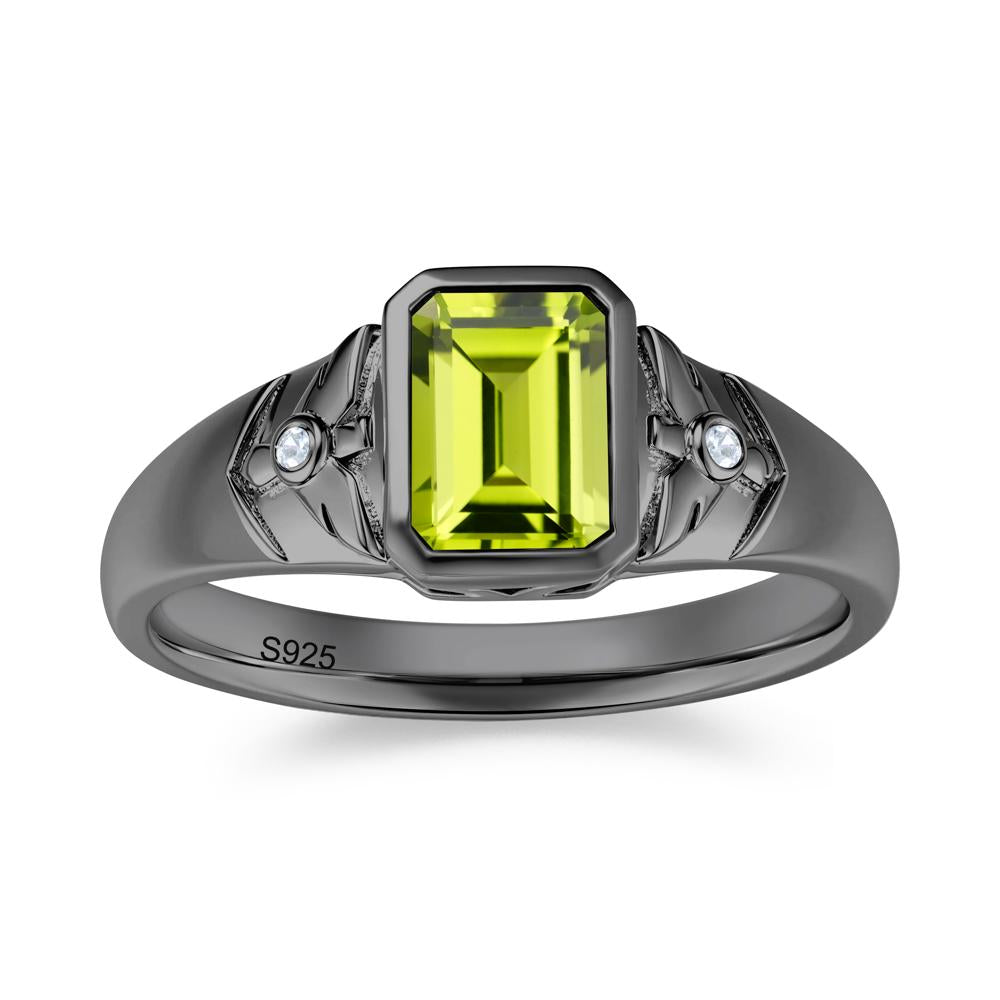 Bird Engraved Bezel Set Smoky Quartz Mens Ring - LUO Jewelry #gemstone_Peridot
