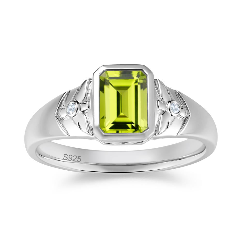 Bird Engraved Bezel Set Smoky Quartz Mens Ring - LUO Jewelry #gemstone_Peridot