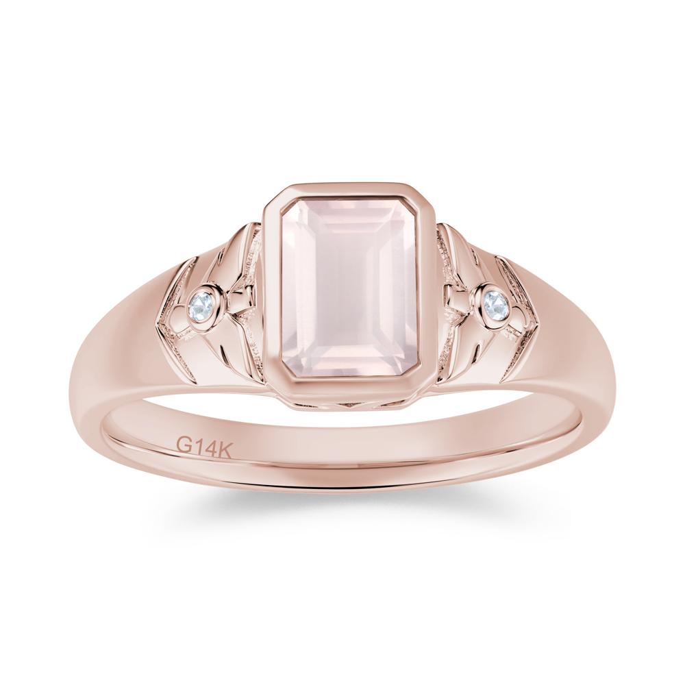 Bird Engraved Bezel Set Smoky Quartz Mens Ring - LUO Jewelry #gemstone_Rose Quartz