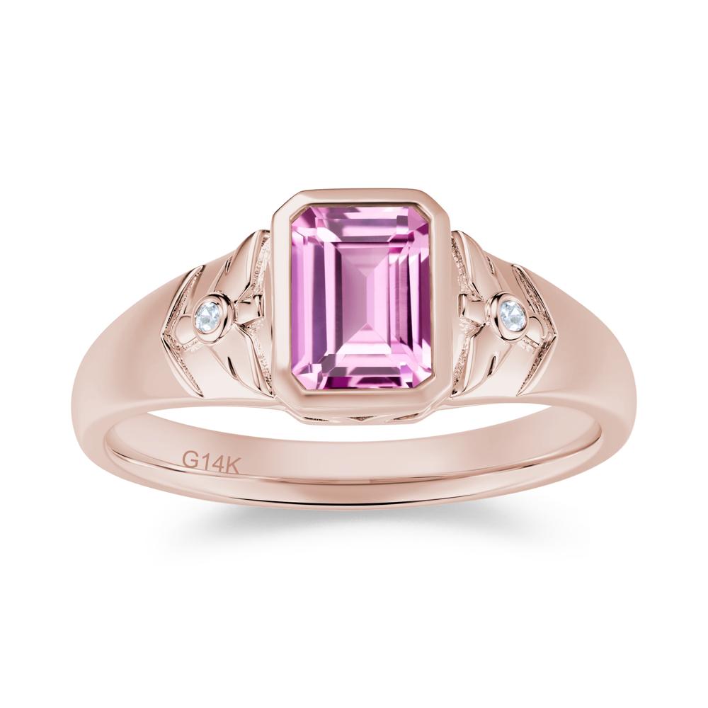 Bird Engraved Bezel Set Smoky Quartz Mens Ring - LUO Jewelry #gemstone_Pink Sapphire