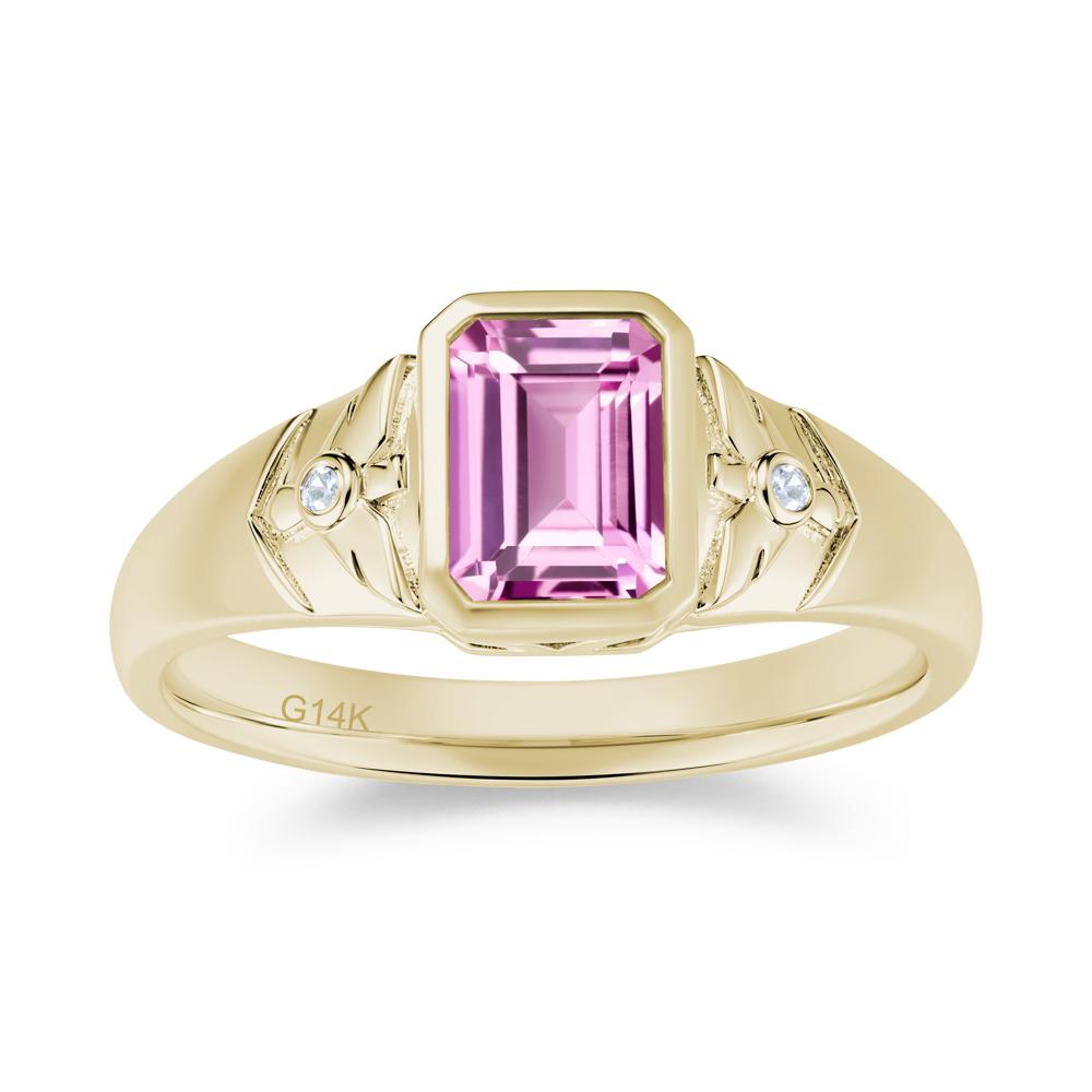 Bird Engraved Bezel Set Smoky Quartz Mens Ring - LUO Jewelry #gemstone_Pink Sapphire