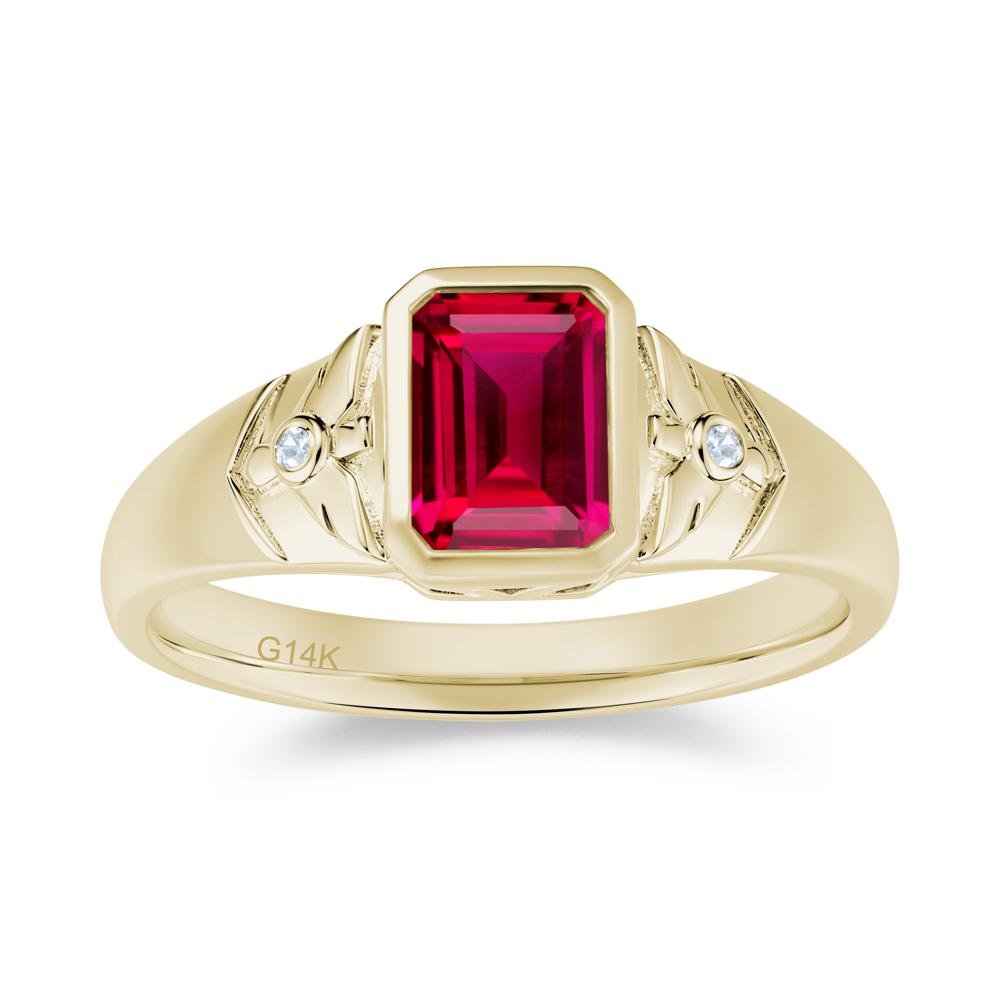 Bird Engraved Bezel Set Smoky Quartz Mens Ring - LUO Jewelry #gemstone_Ruby