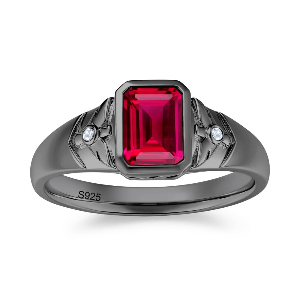 Bird Engraved Bezel Set Smoky Quartz Mens Ring - LUO Jewelry #gemstone_Ruby