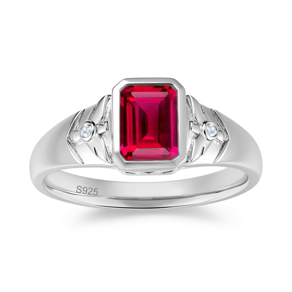 Bird Engraved Bezel Set Smoky Quartz Mens Ring - LUO Jewelry #gemstone_Ruby