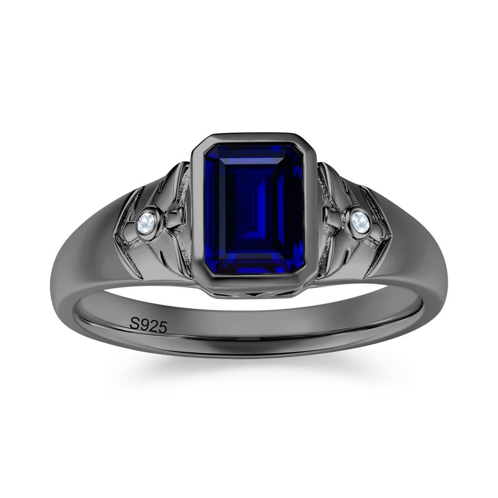 Bird Engraved Bezel Set Smoky Quartz Mens Ring - LUO Jewelry #gemstone_Sapphire