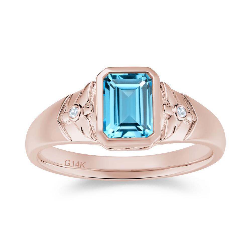 Bird Engraved Bezel Set Smoky Quartz Mens Ring - LUO Jewelry #gemstone_Swiss Blue Topaz