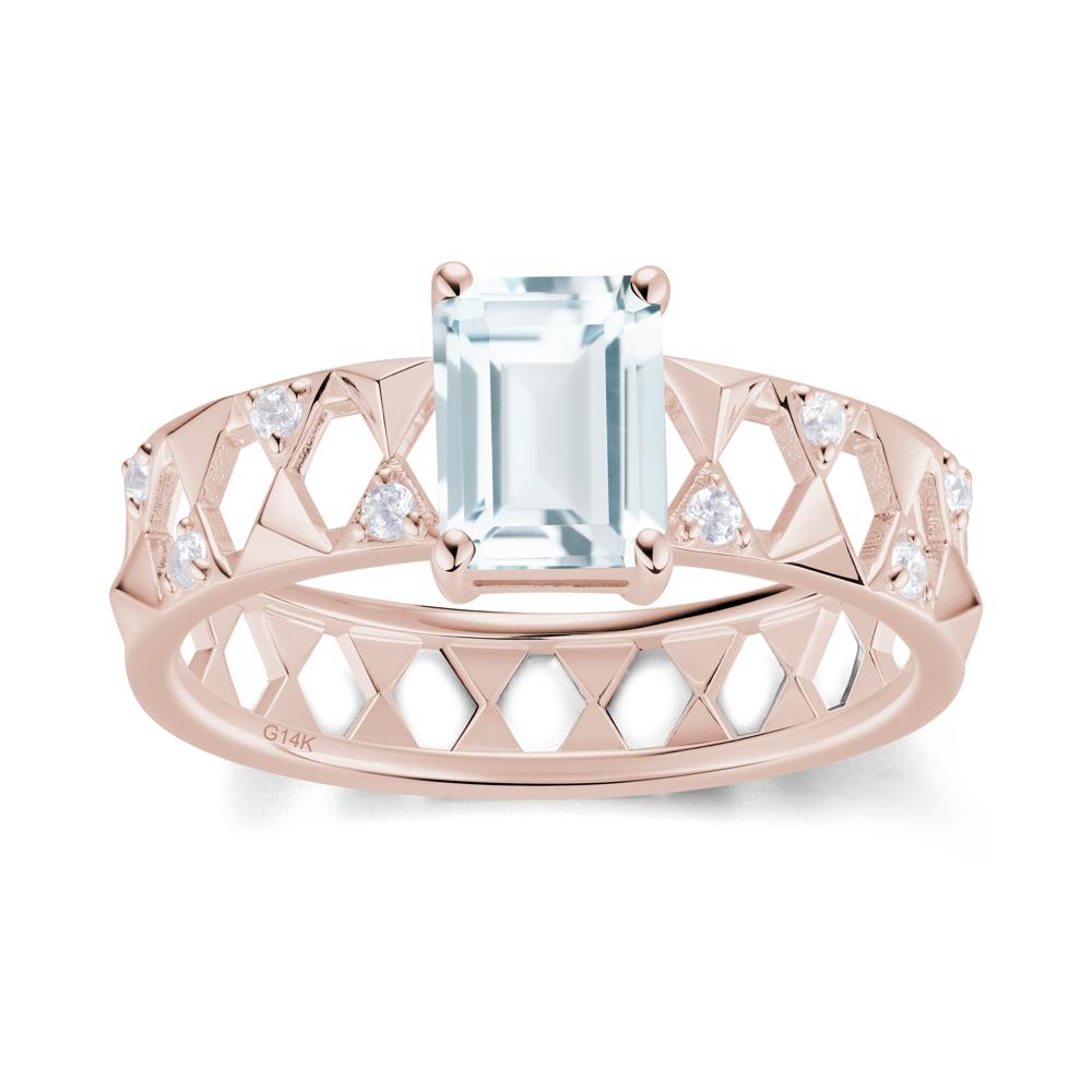 Emerald Cut Garnet Pyramid Hollow Ring for Men - LUO Jewelry #gemstone_Aquamarine
