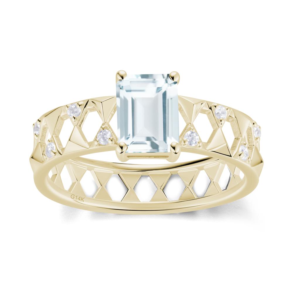 Emerald Cut Garnet Pyramid Hollow Ring for Men - LUO Jewelry #gemstone_Aquamarine