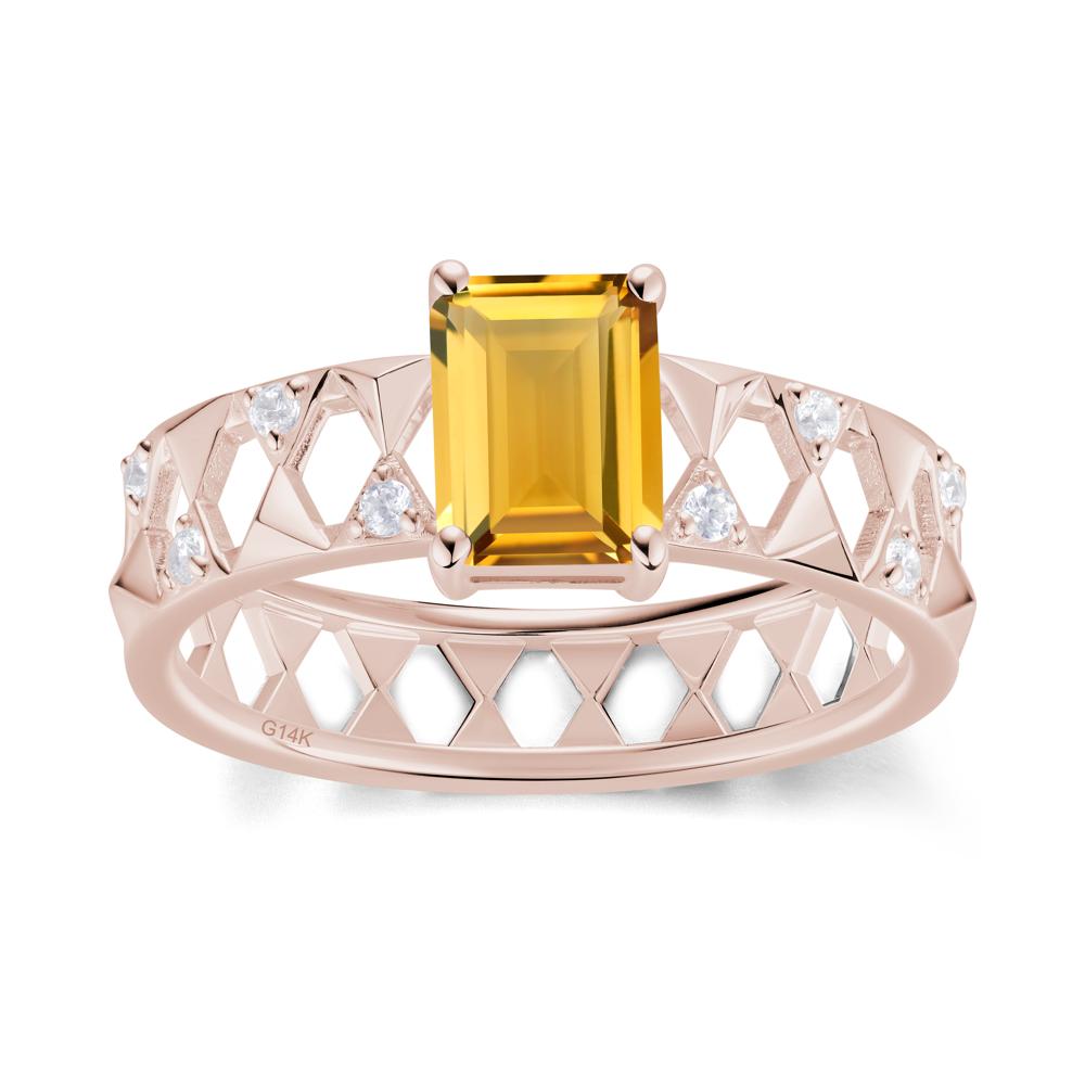 Emerald Cut Garnet Pyramid Hollow Ring for Men - LUO Jewelry #gemstone_Citrine