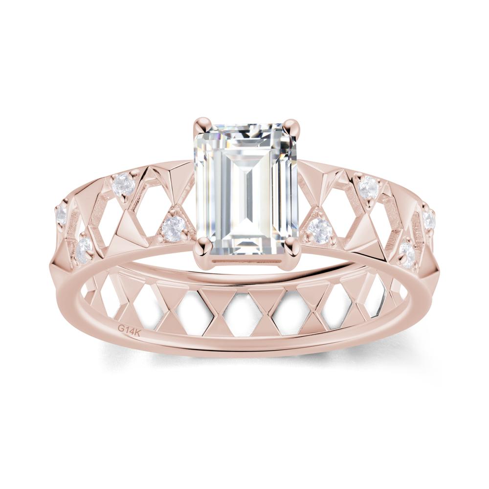 Emerald Cut Garnet Pyramid Hollow Ring for Men - LUO Jewelry #gemstone_Cubic Zirconia