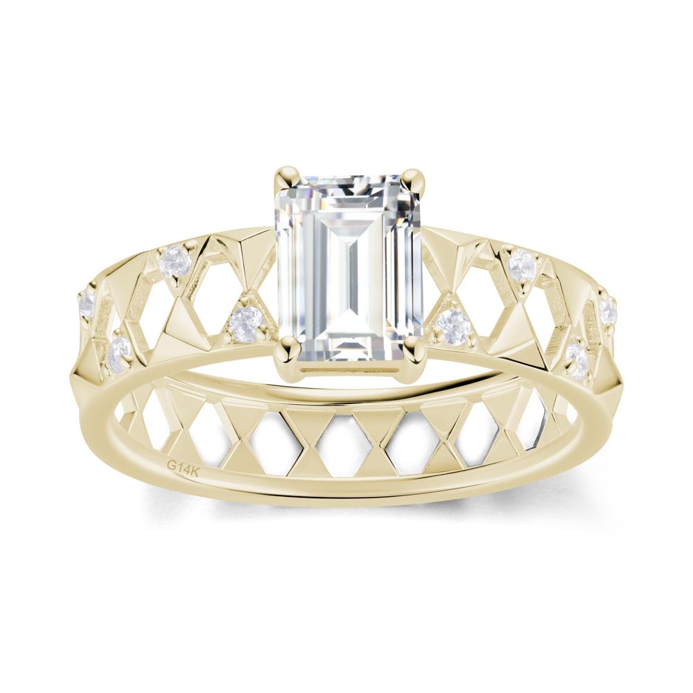 Emerald Cut Garnet Pyramid Hollow Ring for Men - LUO Jewelry #gemstone_Cubic Zirconia